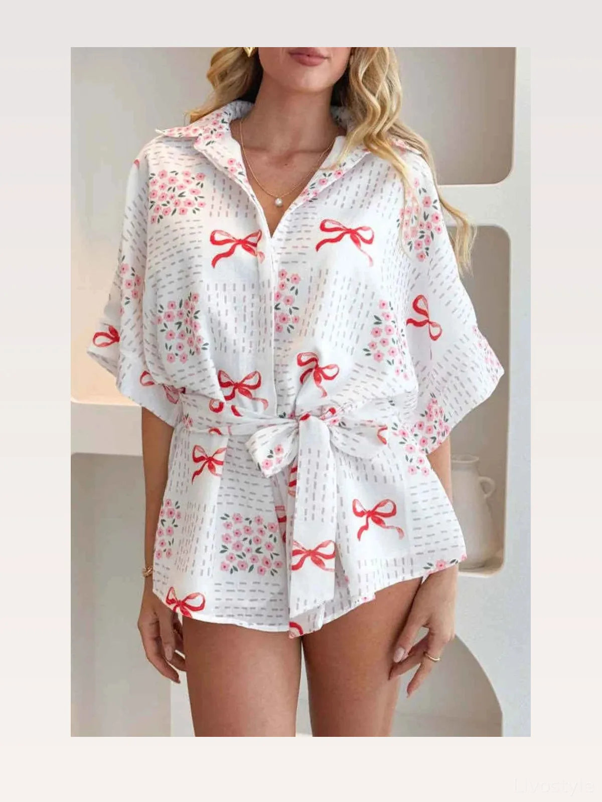 Printed Tie Waist Romper — styled showcase — Livostyle