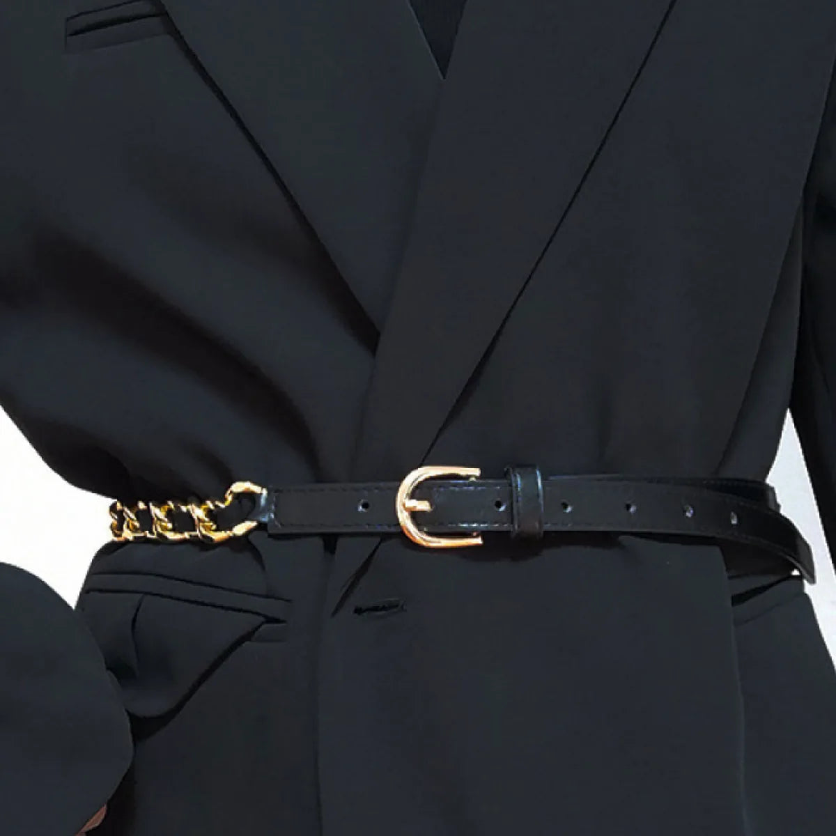 PU Chain Skinny Belt — square view — Livostyle