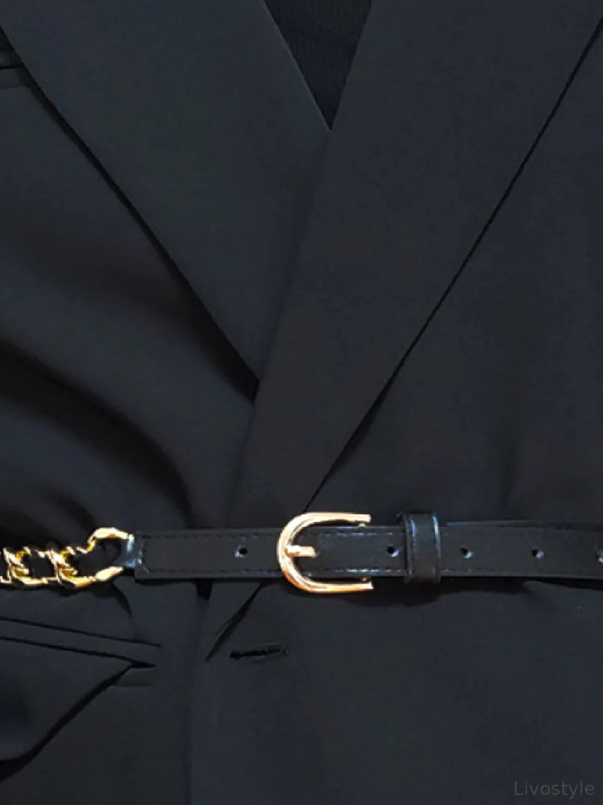 PU Chain Skinny Belt — detail view — Livostyle