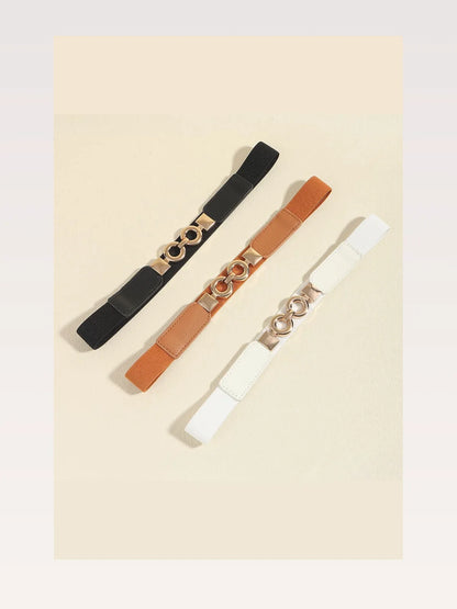 Classic Black White PU Leather Belt — styled showcase — Livostyle