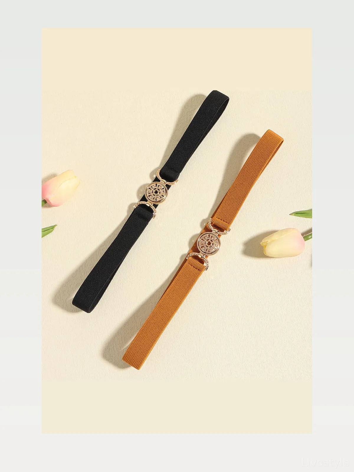 Tan Caramel PU Leather Belt — styled showcase — Livostyle
