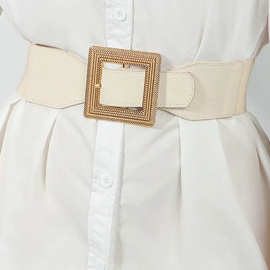 Brown Collared Casual PU Leather Belt — square view — Livostyle