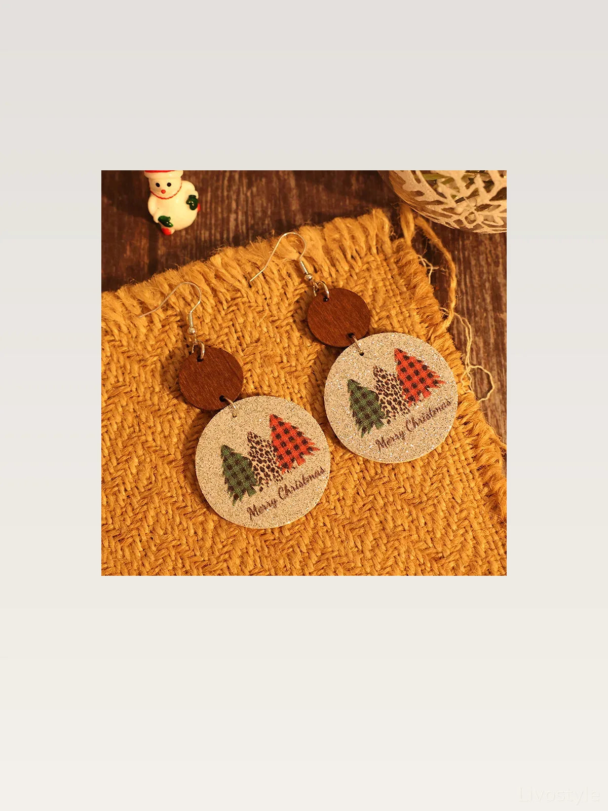 PU Leather Christmas Tree Earrings — styled showcase — Livostyle