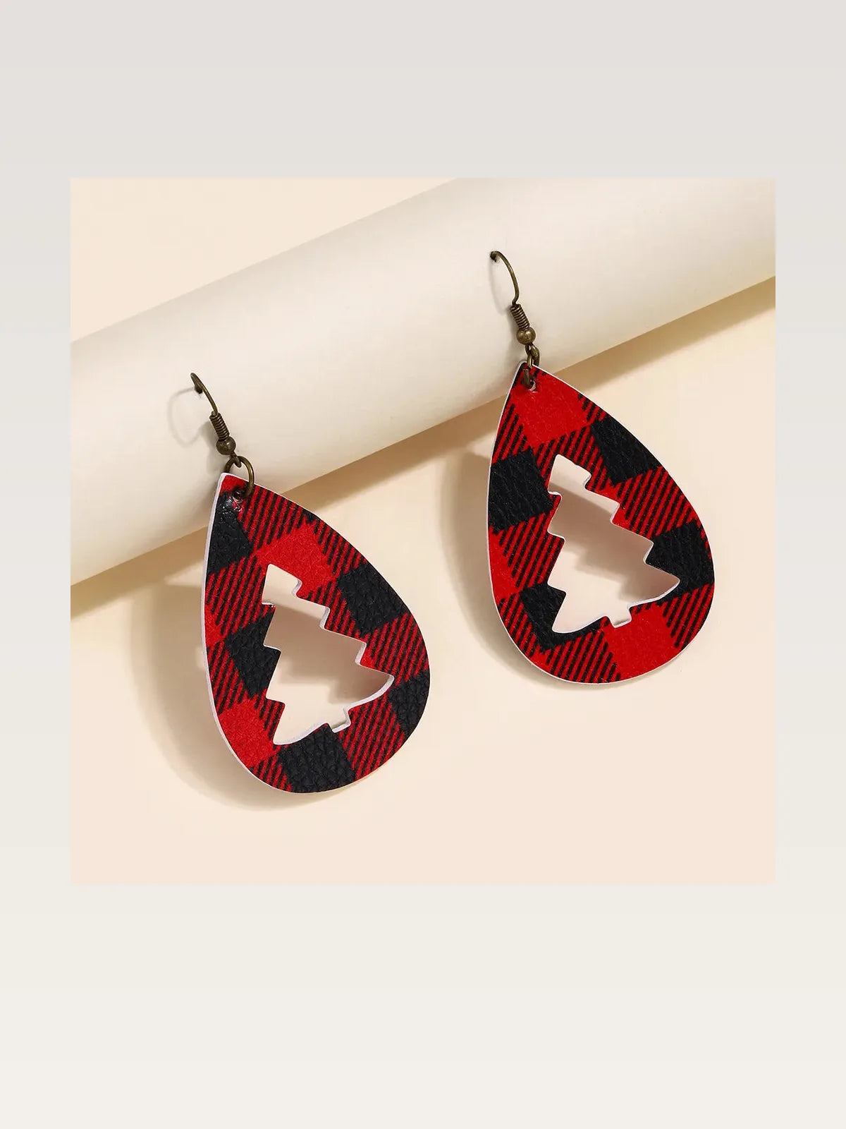 PU Leather Cutout Christmas Tree Earrings — styled showcase — Livostyle
