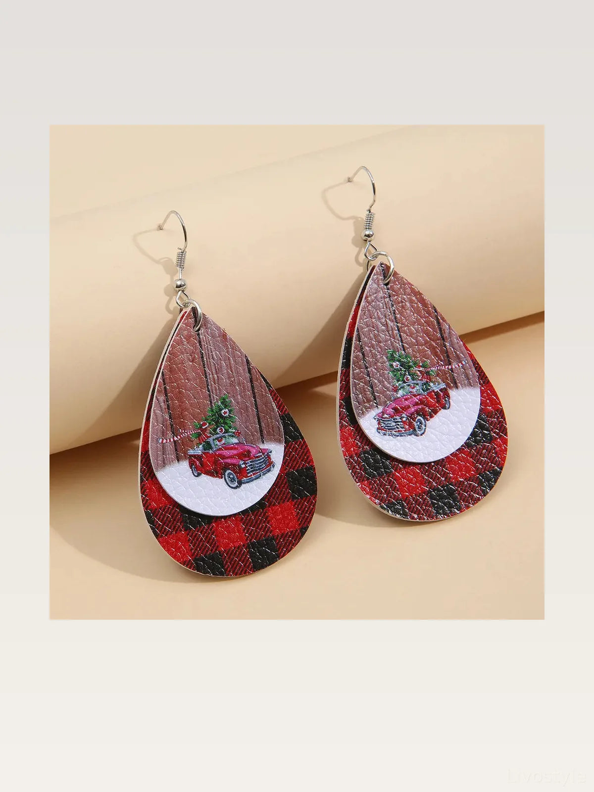 PU Leather Plaid Teardrop Earrings — styled showcase — Livostyle