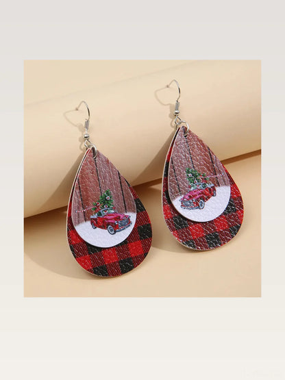 PU Leather Plaid Teardrop Earrings — styled showcase — Livostyle