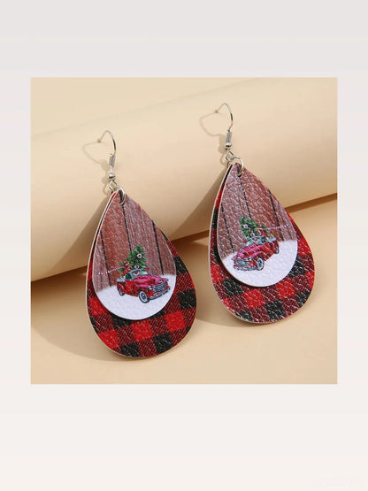 PU Leather Plaid Teardrop Earrings — styled showcase — Livostyle