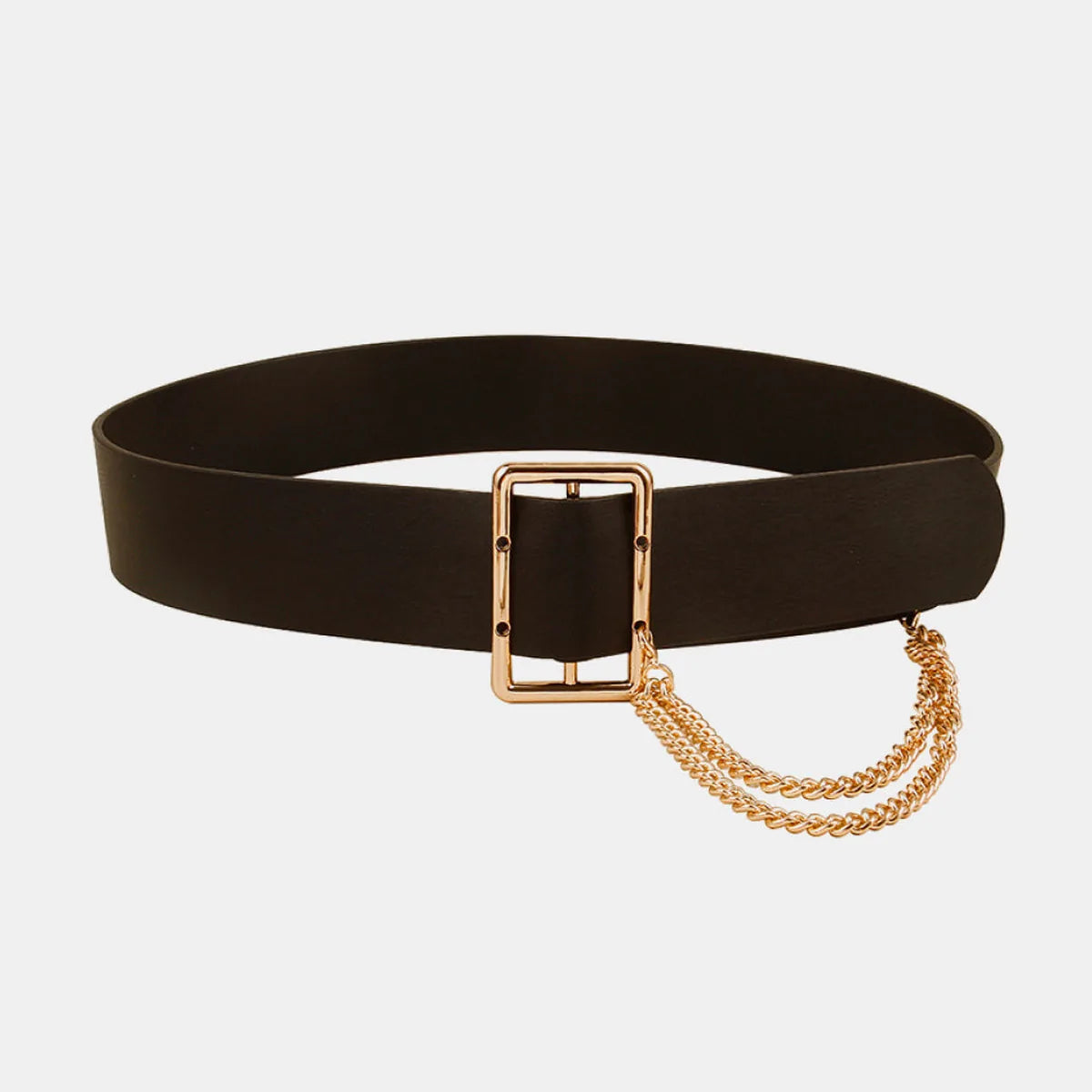 PU Leather Wide Belt with Chain — square view — Livostyle