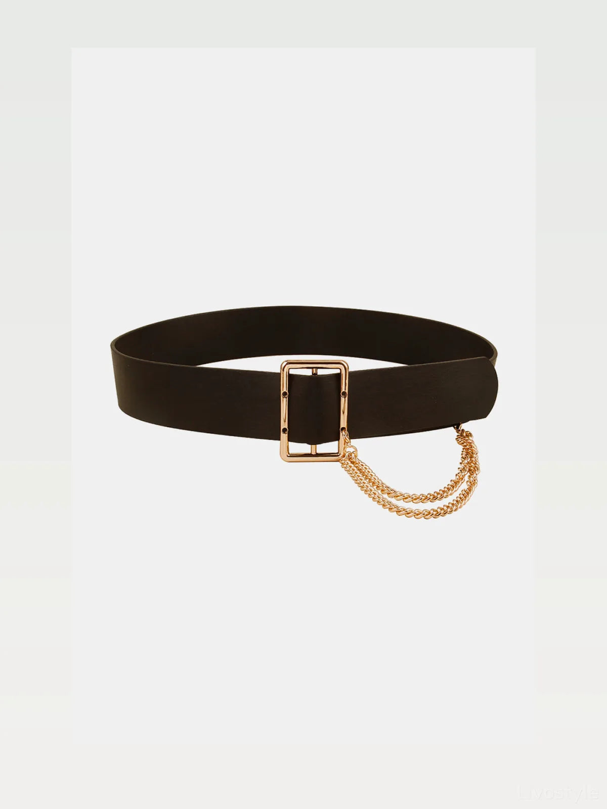 PU Leather Wide Belt with Chain — styled showcase — Livostyle