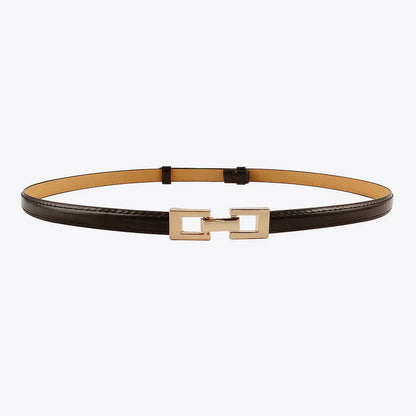 Black White Accessory PU Skinny Belt — square view — Livostyle