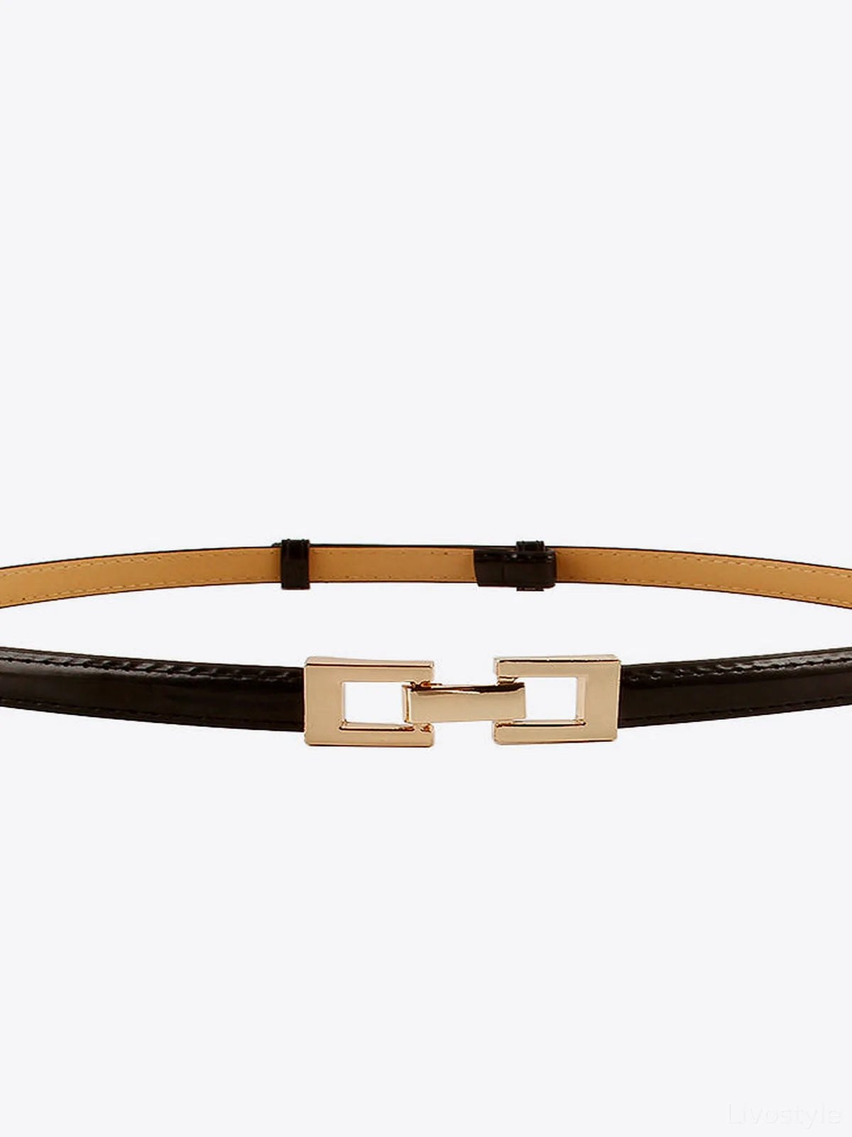 Black White Accessory PU Skinny Belt — detail view — Livostyle