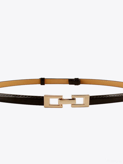 Black White Accessory PU Skinny Belt — detail view — Livostyle