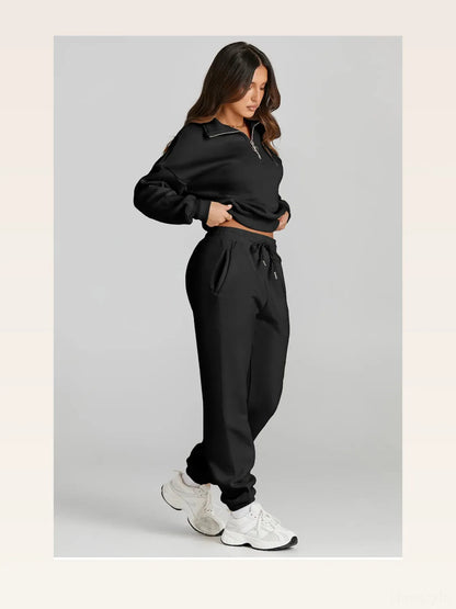 Quarter Zip Top and Drawstring Pants Active Set – styled outfit view