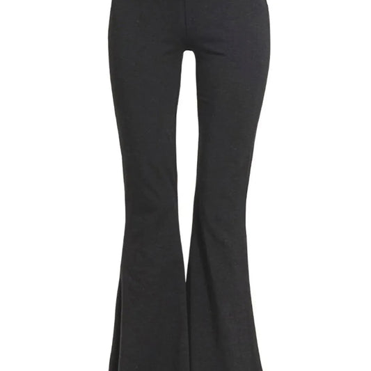 Raw Edge Hem Flare Yoga Pants — square view — Livostyle