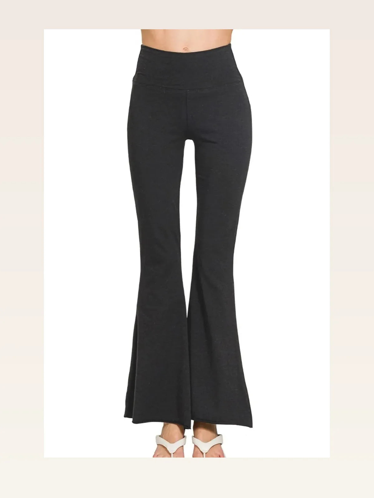 Raw Edge Hem Flare Yoga Pants — styled showcase — Livostyle