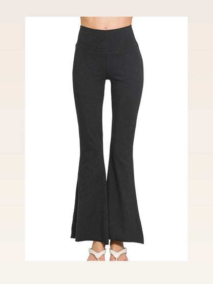 Raw Edge Hem Flare Yoga Pants — styled showcase — Livostyle