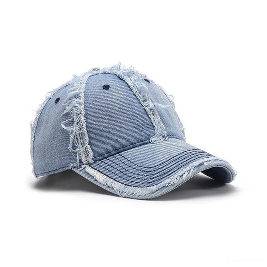 Raw Hem Cotton Baseball Cap — square view — Livostyle