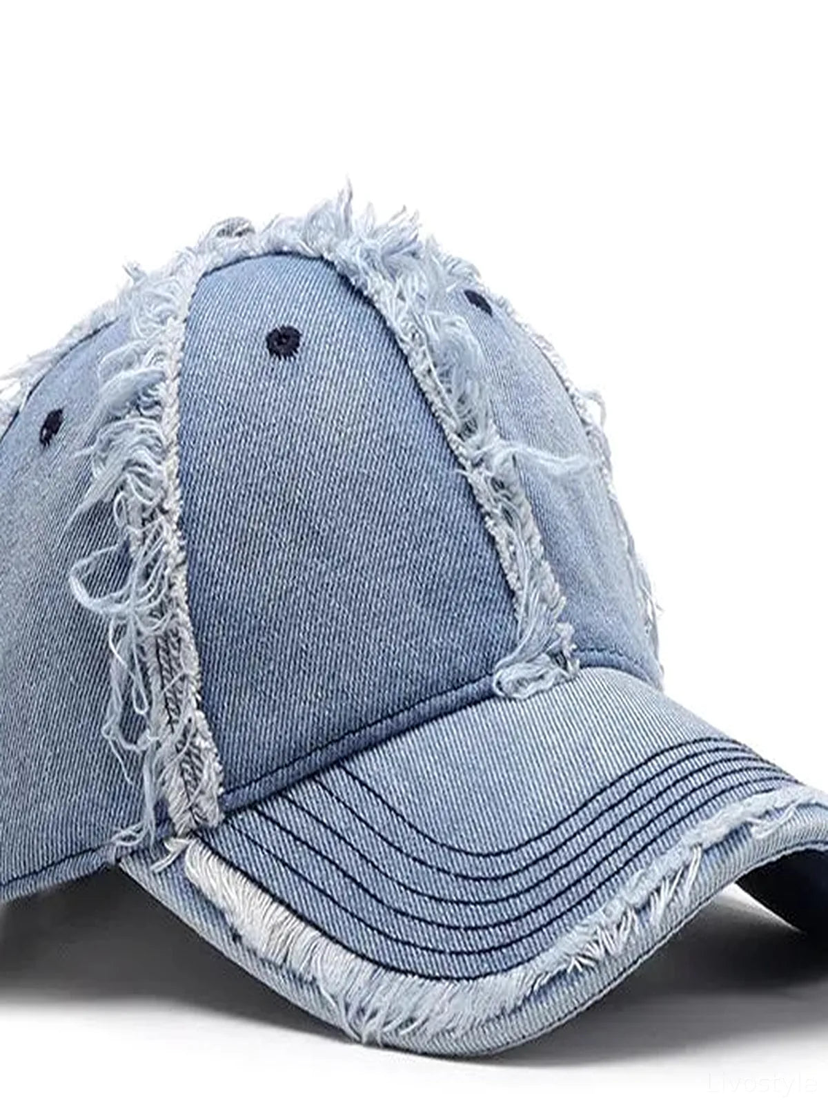 Raw Hem Cotton Baseball Cap — detail view — Livostyle