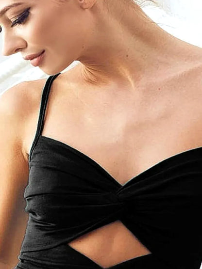 Chic Cami Top with Double Twist Front in Rayon Span Jersey — detail view — Livostyle