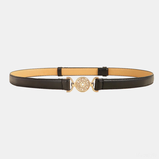 Rhinestone Decor PU Leather Belt — square view — Livostyle