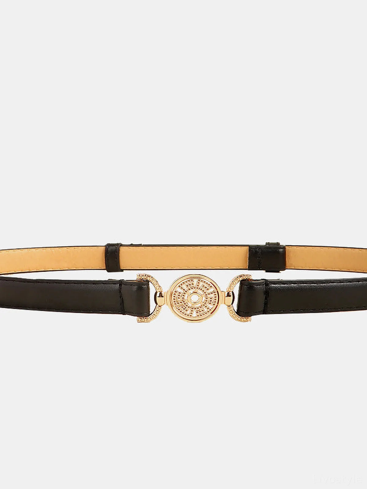 Rhinestone Decor PU Leather Belt — detail view — Livostyle