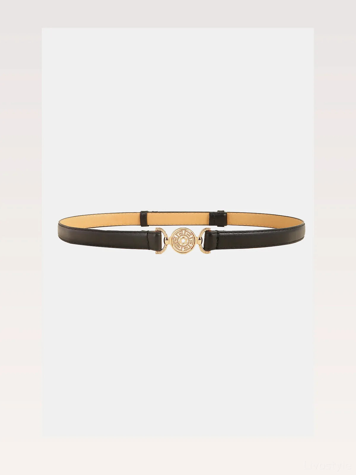 Rhinestone Decor PU Leather Belt — styled showcase — Livostyle