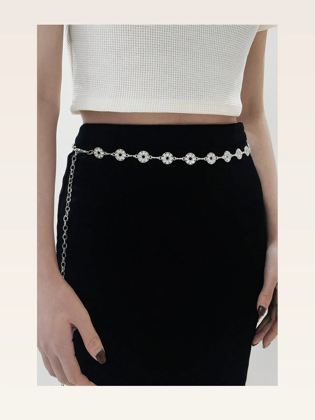 Rhinestone Decor Zinc Alloy Belt — styled showcase — Livostyle