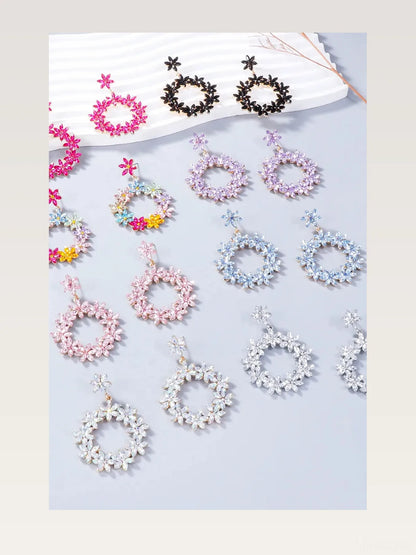 Rhinestone Flower Dangle Earrings — styled showcase — Livostyle