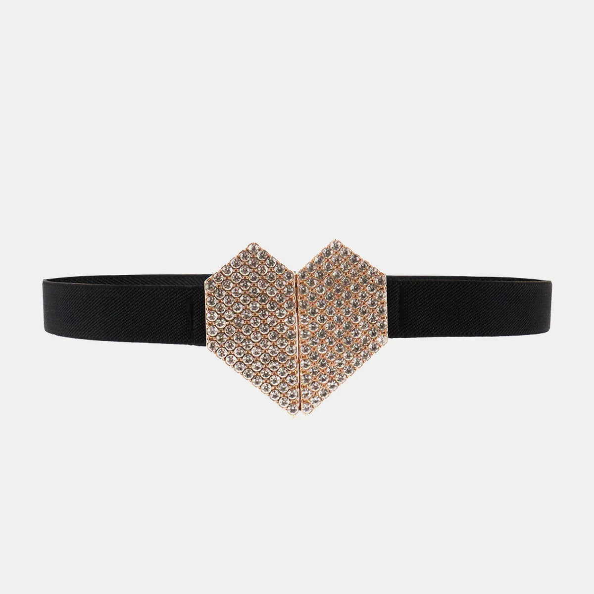 Rhinestone Heart Buckle Elastic Belt — square view — Livostyle