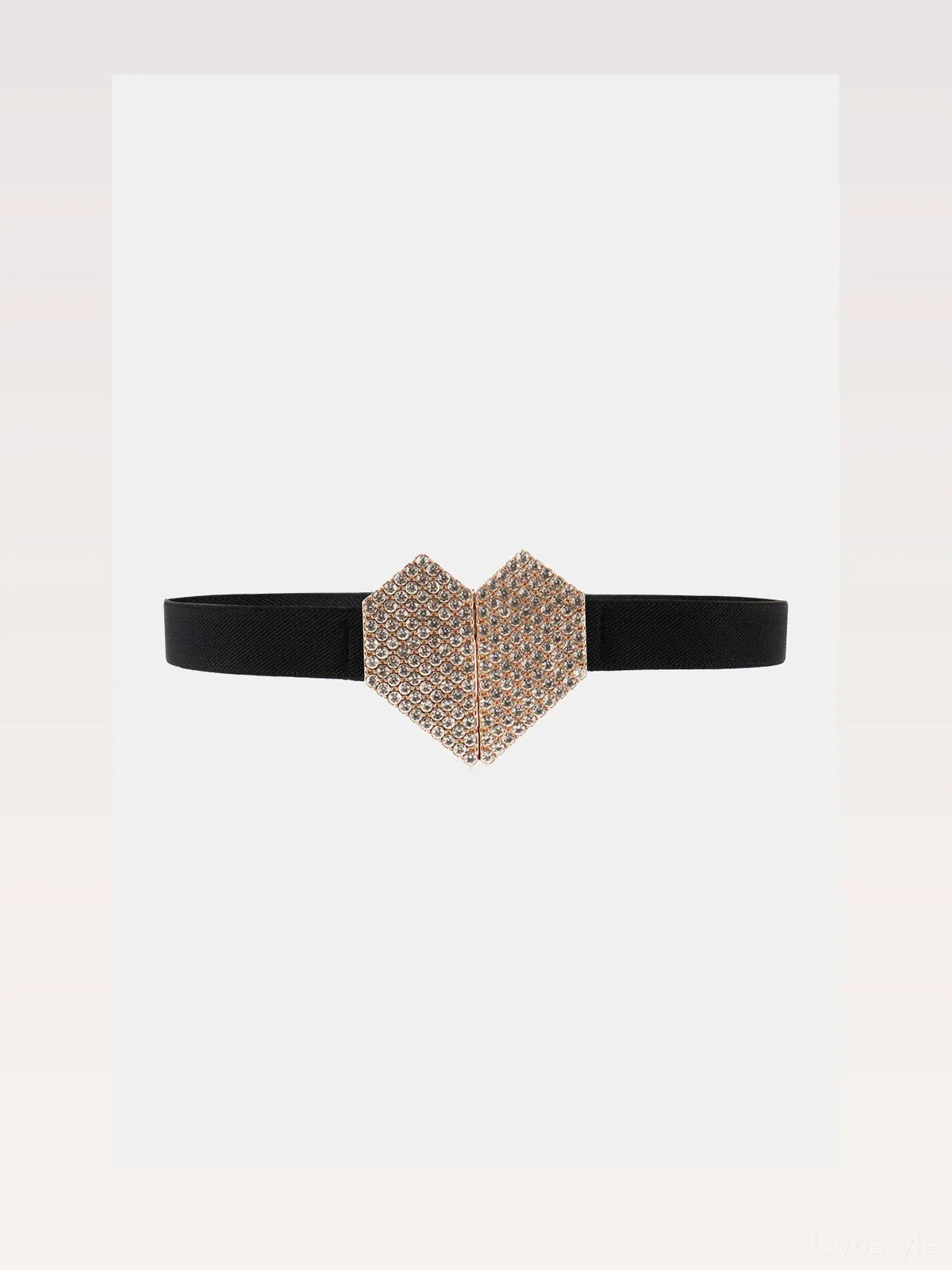 Rhinestone Heart Buckle Elastic Belt — styled showcase — Livostyle