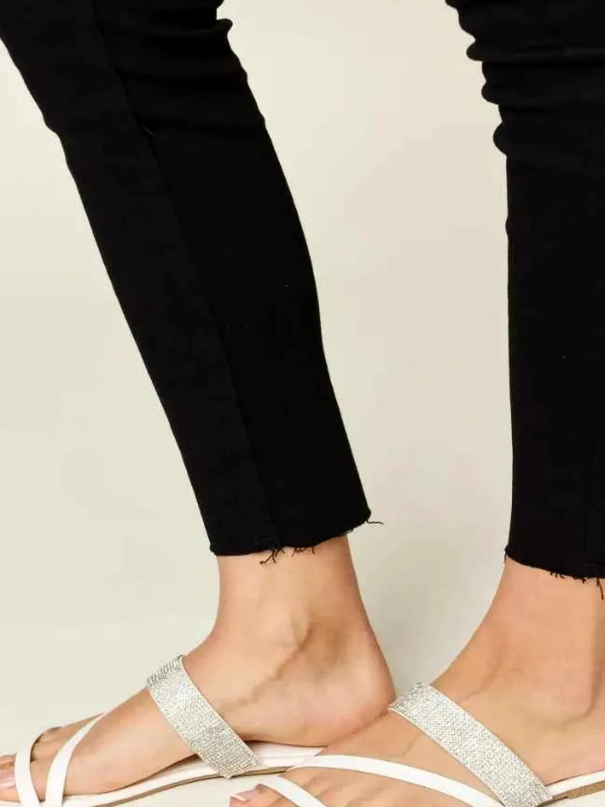 Rhinestone Strappy Flat Sandals — detail view — Livostyle
