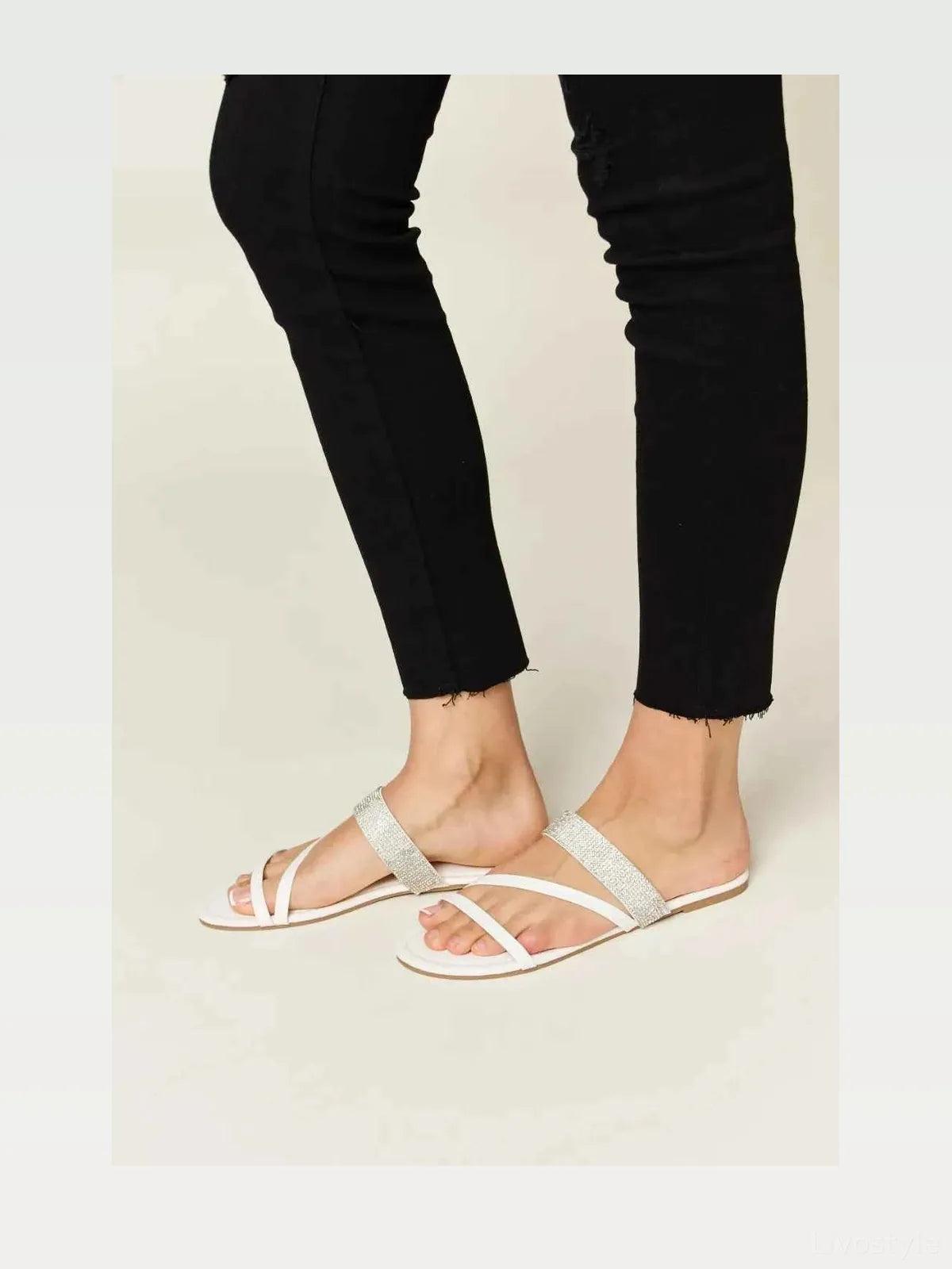 Rhinestone Strappy Flat Sandals — styled showcase — Livostyle