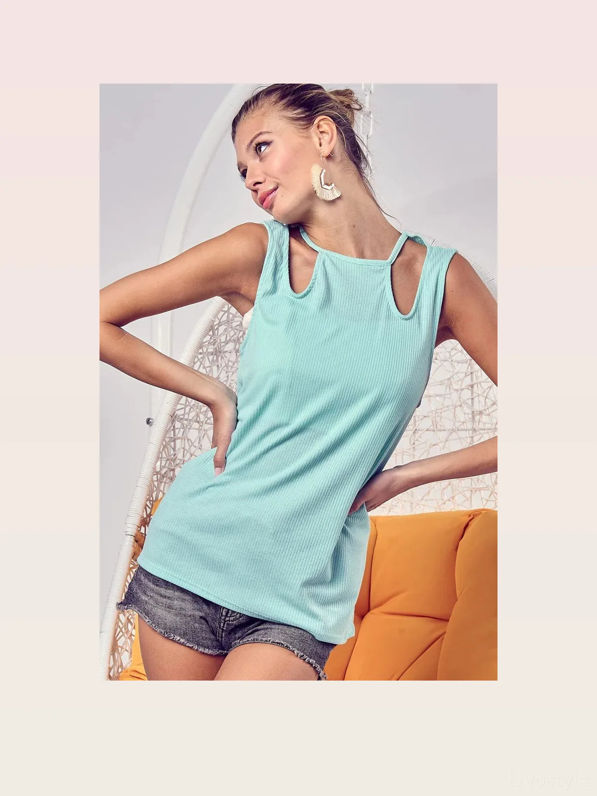 Chic Cut-Out Shoulder Ribbed Top - Trendy & Comfortable — styled showcase — Livostyle