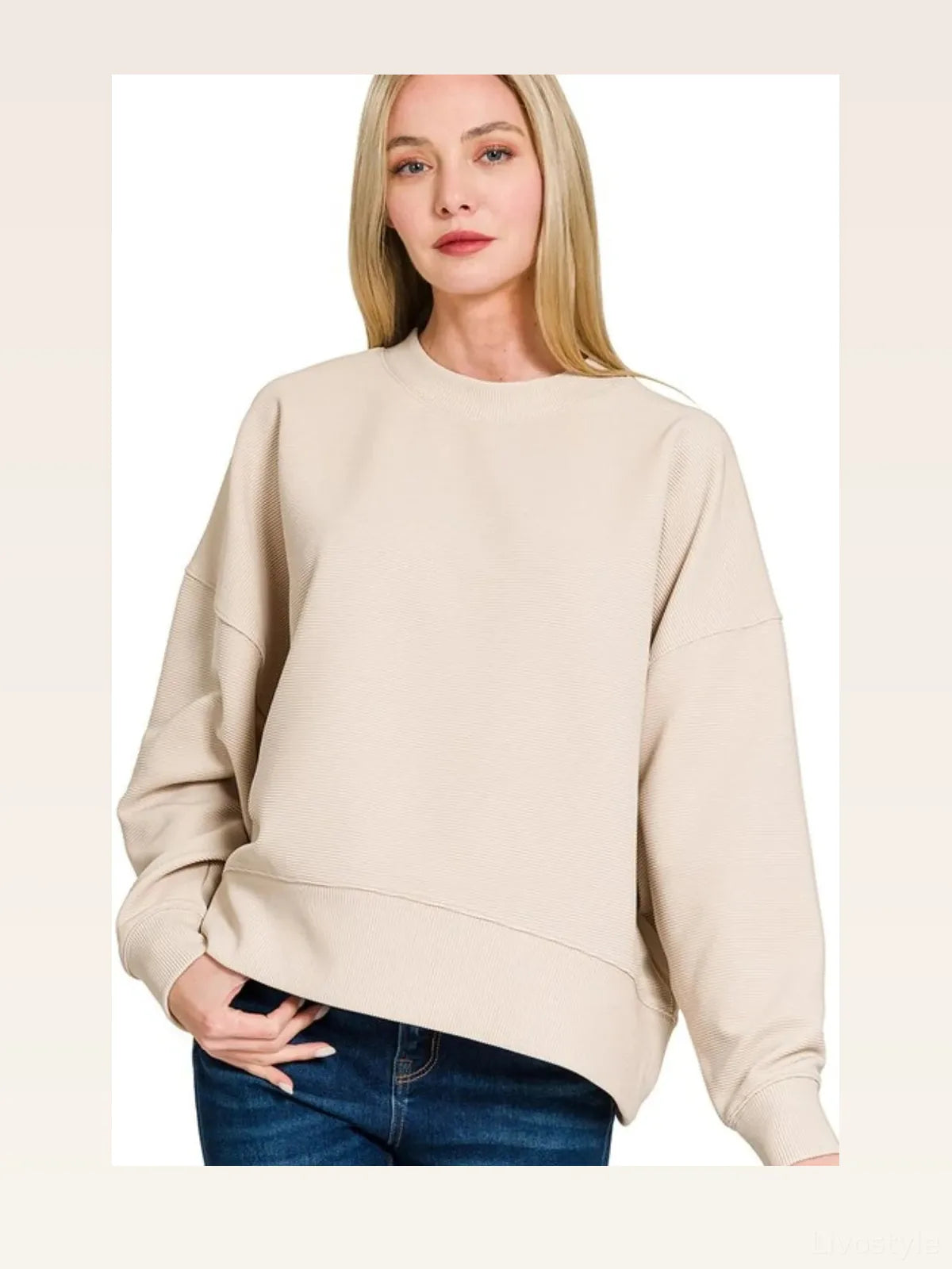 Ribbed Balloon Sleeve Sweatshirt — styled showcase — Livostyle