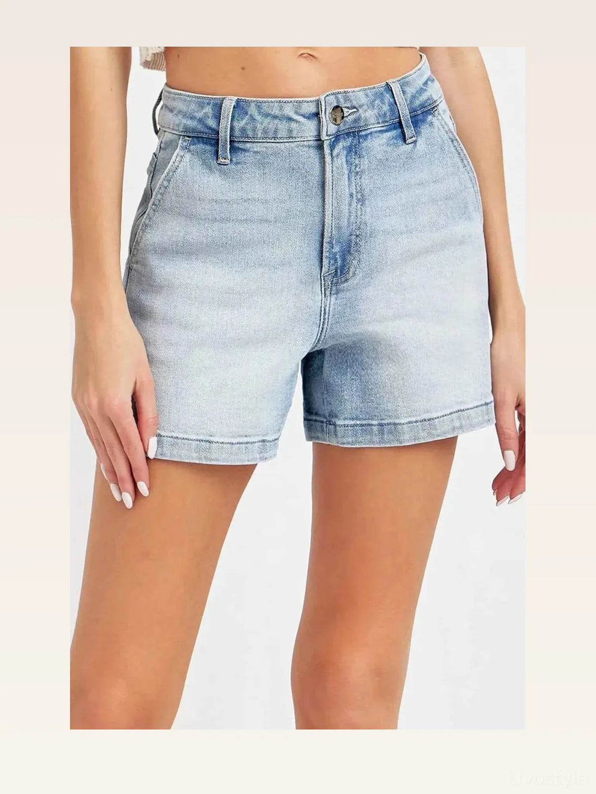 High Rise Denim Shorts — styled showcase — Livostyle
