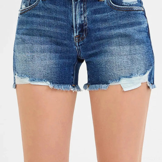 Low Rise Denim Shorts with Peekaboo Pocket Lining