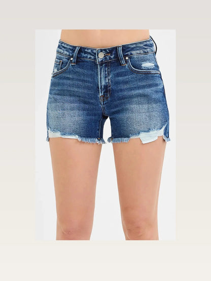Low Rise Denim Shorts with Peekaboo Pocket Lining – photo 2