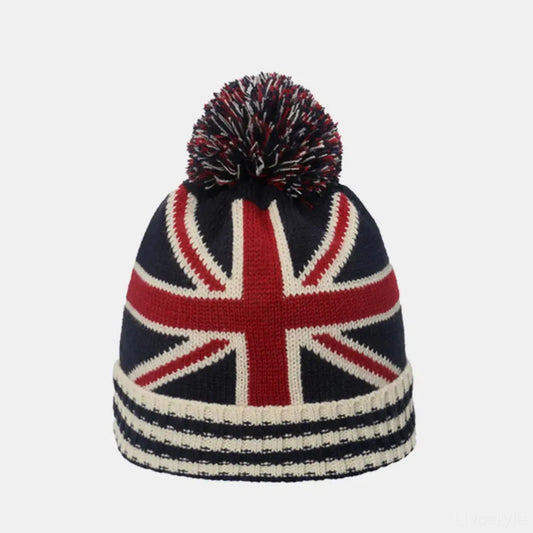 Roll Rim US Flag Knit Hat — square view — Livostyle