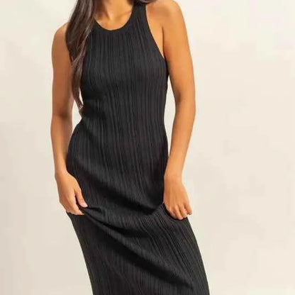 Black Round Neck Bodycon Ribbed Knit Dress – photo 2