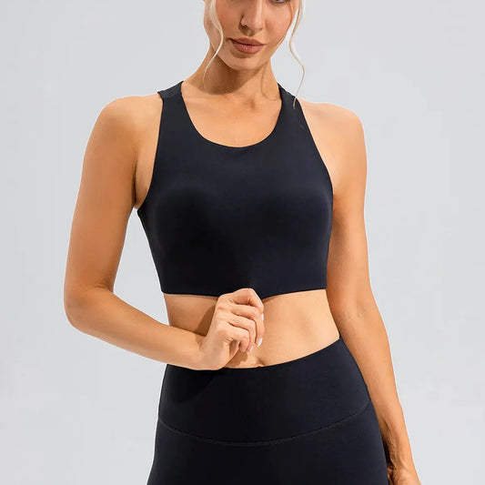 Round Neck Cutout Cropped Active Tank — square view — Livostyle