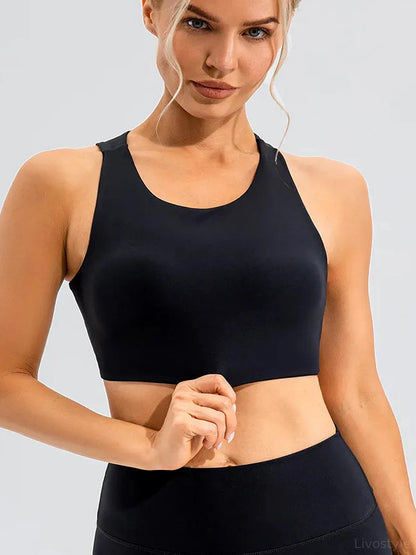 Round Neck Cutout Cropped Active Tank — detail view — Livostyle