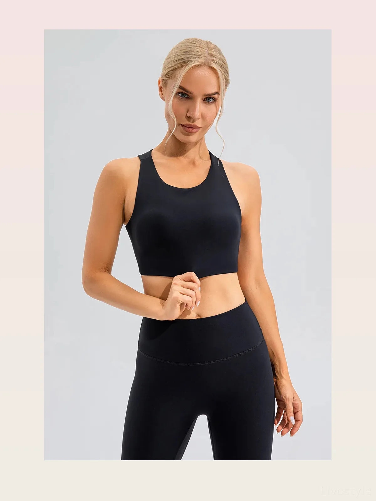 Round Neck Cutout Cropped Active Tank — styled showcase — Livostyle