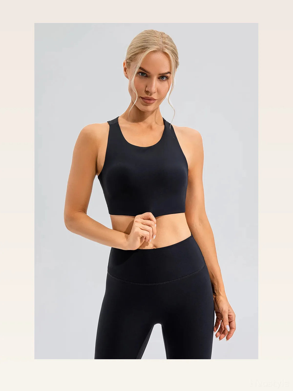 Round Neck Cutout Cropped Active Tank — styled showcase — Livostyle