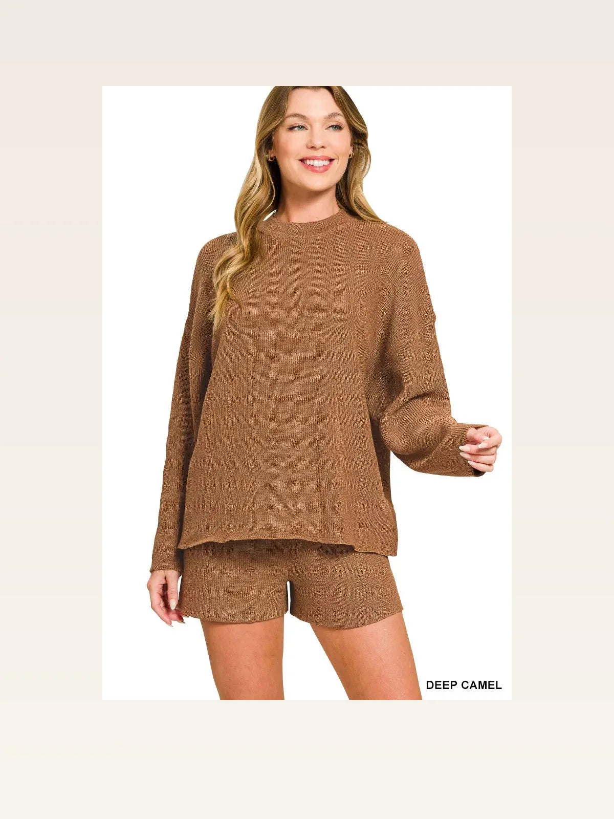 Round-Neck Knit Top & Shorts Sweater Set — styled showcase — Livostyle