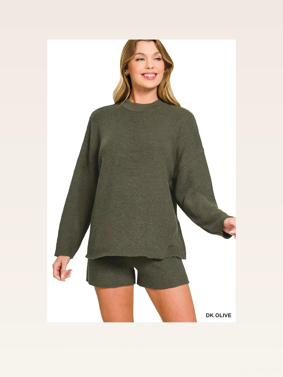 Round-Neck Knit Top & Shorts Sweater Set — styled showcase — Livostyle