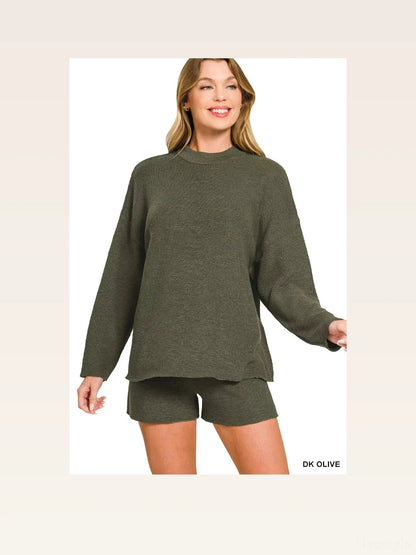 Round-Neck Knit Top & Shorts Sweater Set — styled showcase — Livostyle