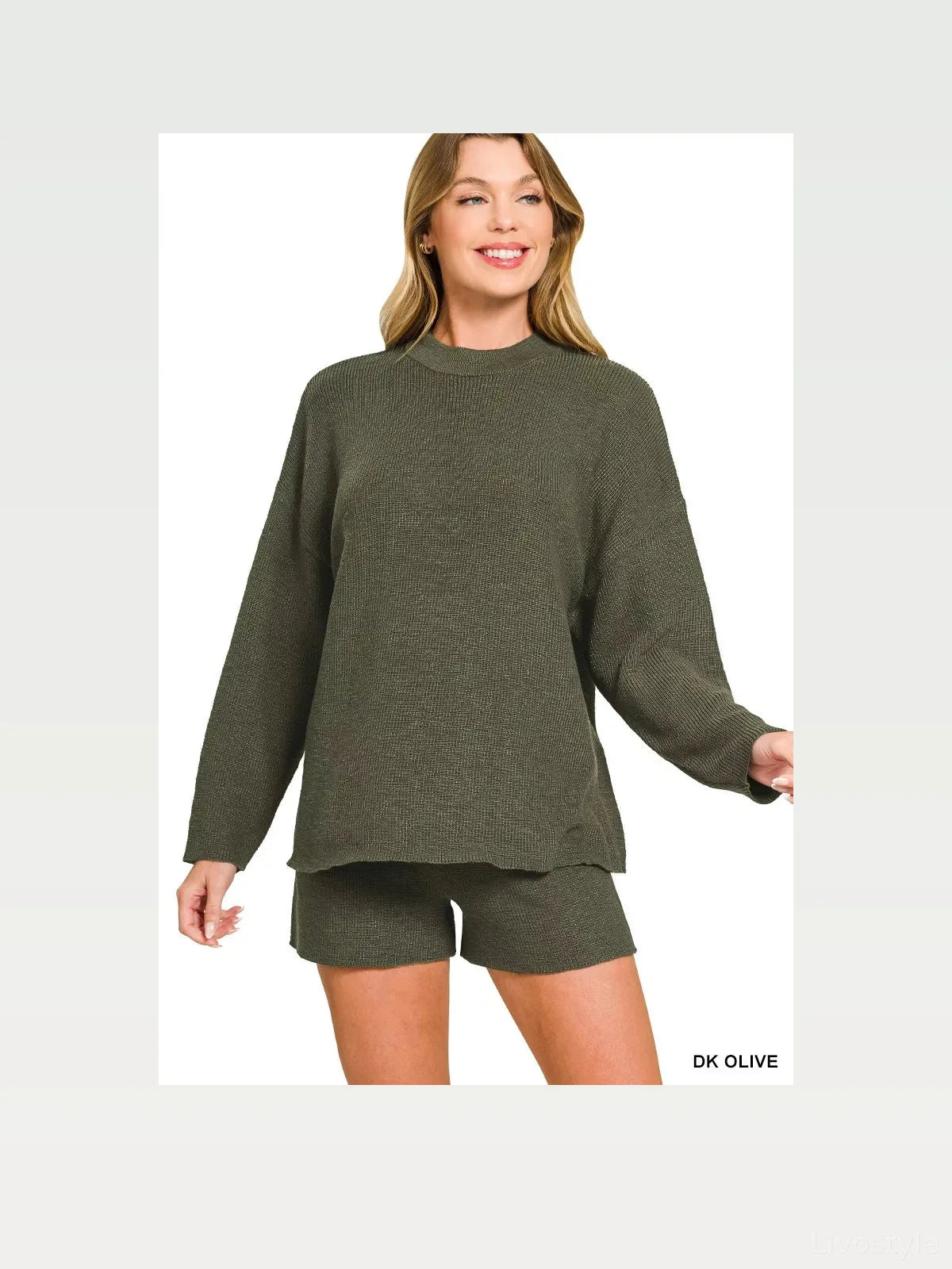 Round-Neck Knit Top & Shorts Sweater Set — styled showcase — Livostyle