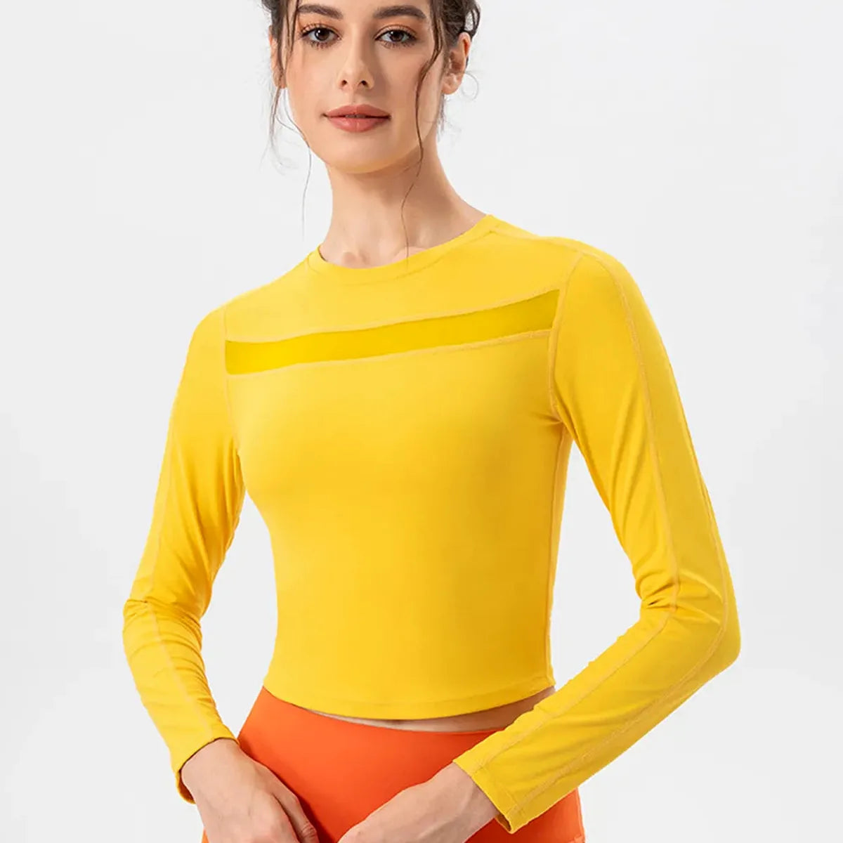 Round Neck Long Sleeve Active T-Shirt — square view — Livostyle