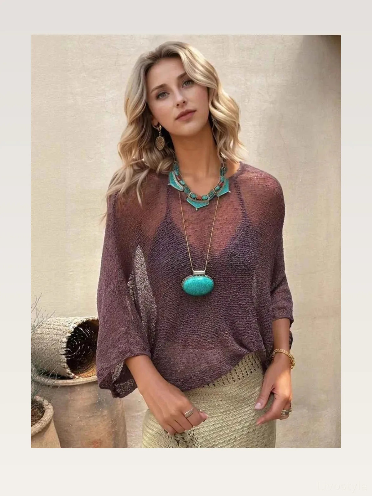 Round Neck Long Sleeve Cover-Up — styled showcase — Livostyle