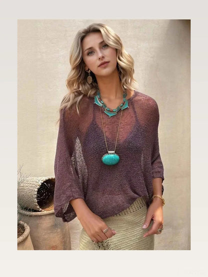 Round Neck Long Sleeve Cover-Up — styled showcase — Livostyle